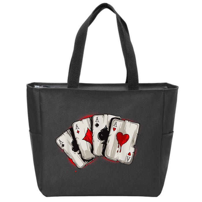 Poker 4 Aces Stud Hands Lucky Souvenir Las Vegas Zip Tote Bag