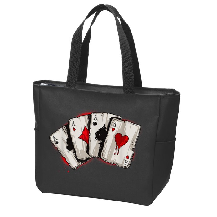 Poker 4 Aces Stud Hands Lucky Souvenir Las Vegas Zip Tote Bag