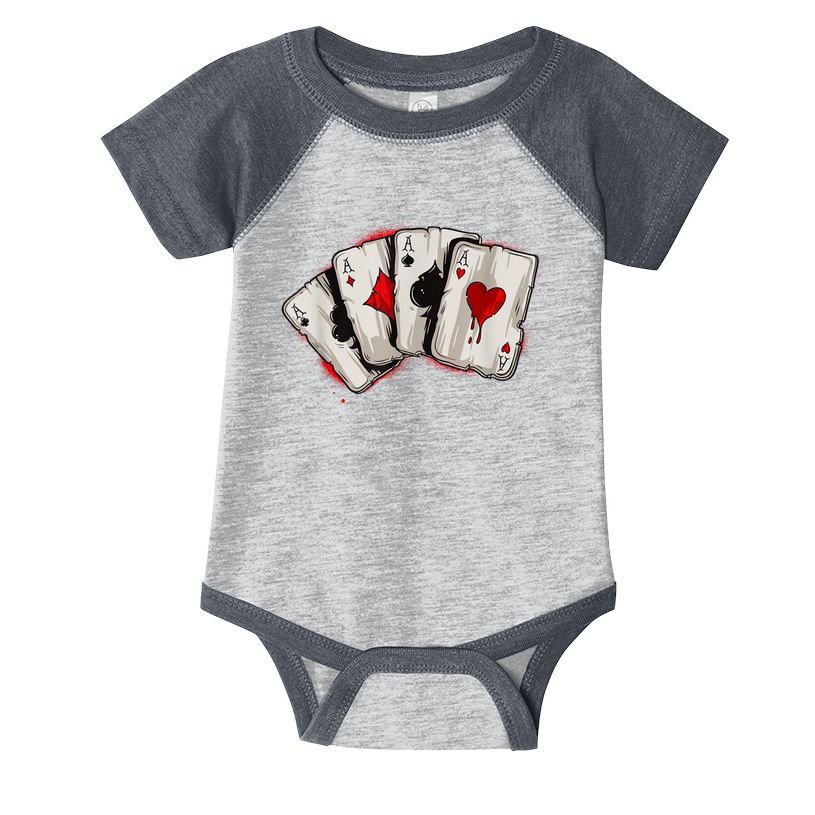 Poker 4 Aces Stud Hands Lucky Souvenir Las Vegas Infant Baby Jersey Bodysuit