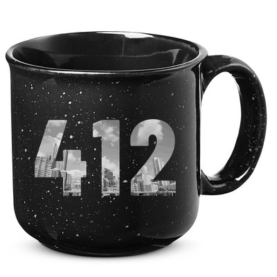 Pittsburgh 412 Area Code Skyline Pennsylvania Vintage 15oz Campfire Ceramic Mug
