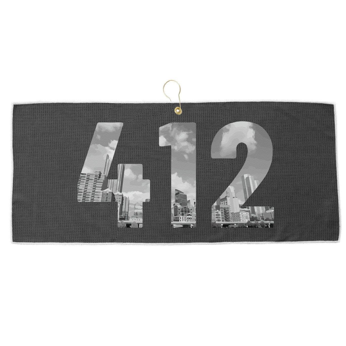 Pittsburgh 412 Area Code Skyline Pennsylvania Vintage Large Microfiber Waffle Golf Towel