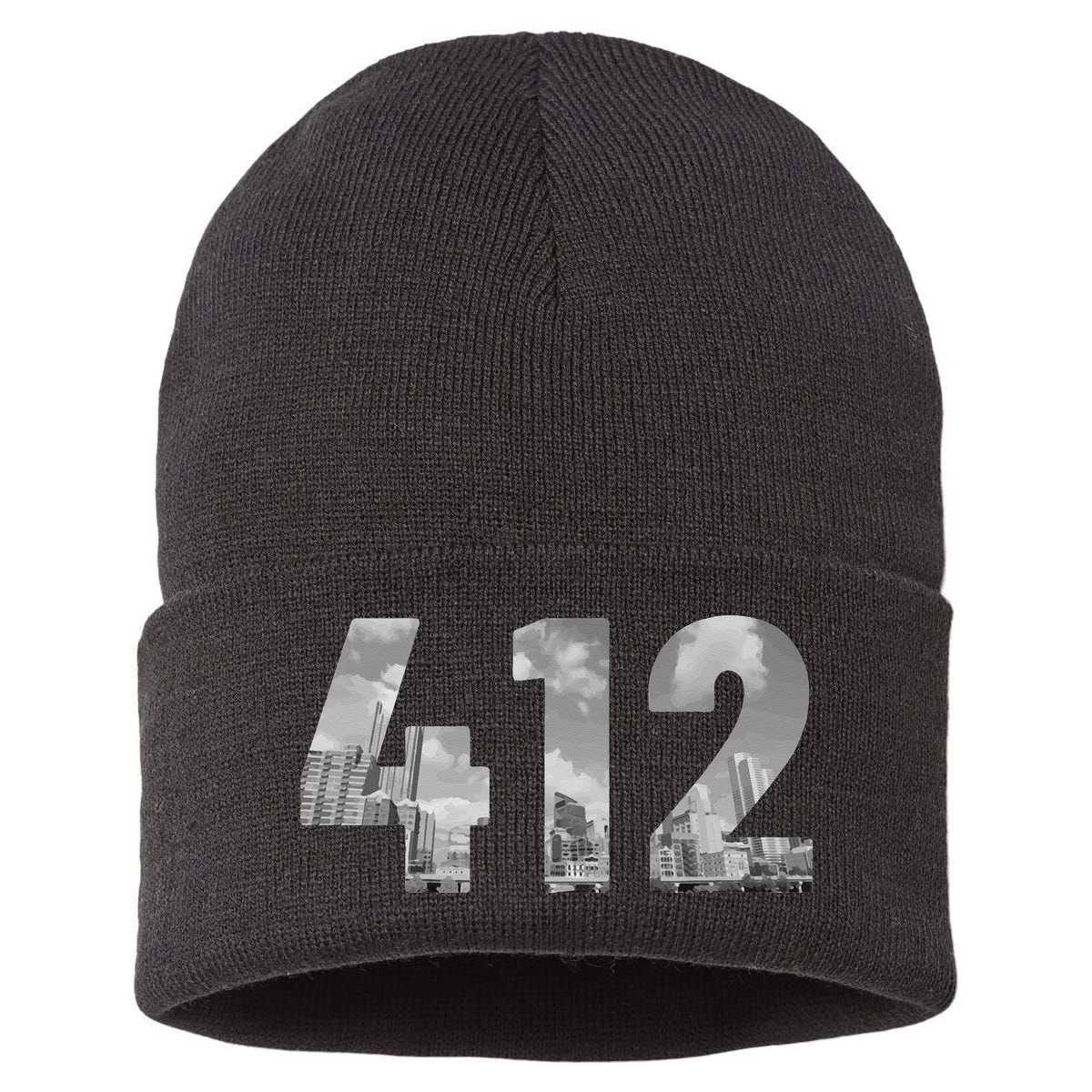 Pittsburgh 412 Area Code Skyline Pennsylvania Vintage Sustainable Knit Beanie