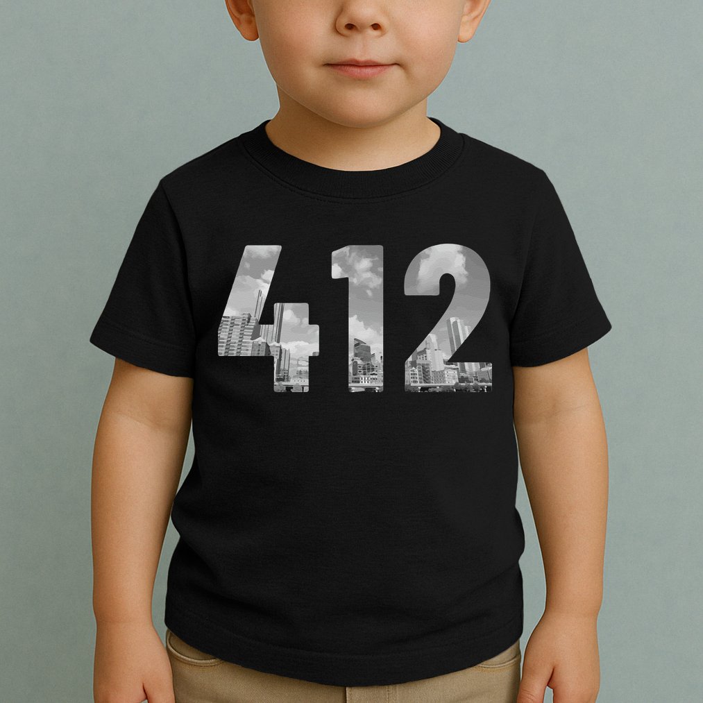 Pittsburgh 412 Area Code Skyline Pennsylvania Vintage Toddler T-Shirt