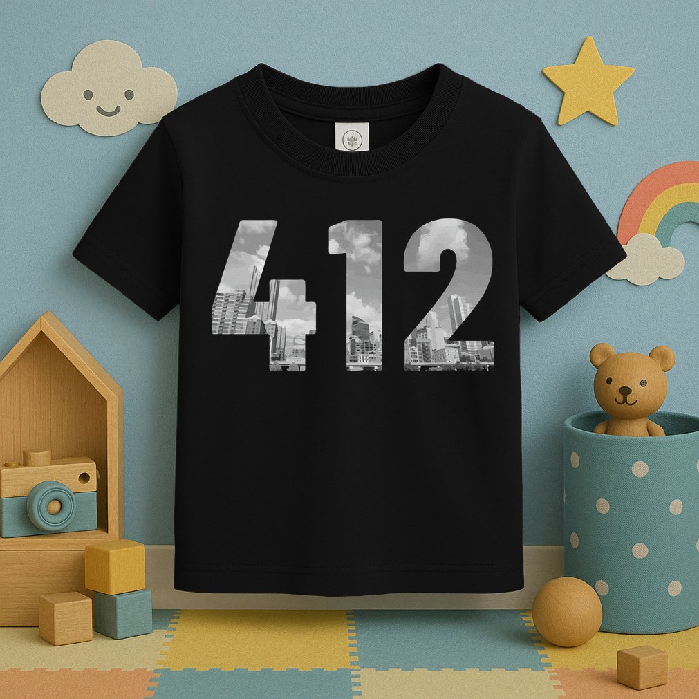Pittsburgh 412 Area Code Skyline Pennsylvania Vintage Toddler T-Shirt