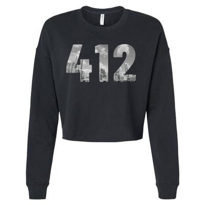 Pittsburgh 412 Area Code Skyline Pennsylvania Vintage Cropped Pullover Crew