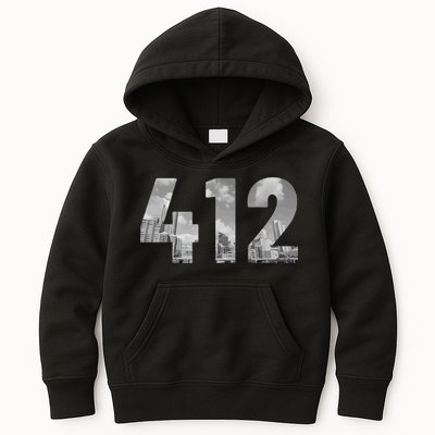 Pittsburgh 412 Area Code Skyline Pennsylvania Vintage Kids Hoodie