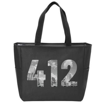 Pittsburgh 412 Area Code Skyline Pennsylvania Vintage Zip Tote Bag