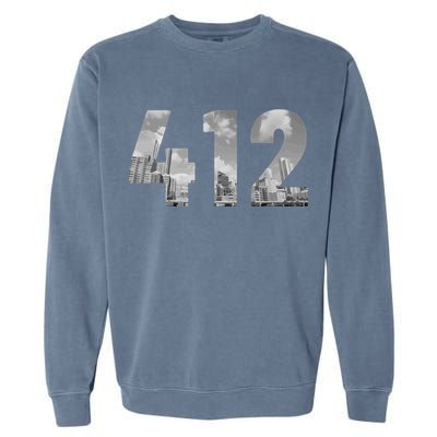 Pittsburgh 412 Area Code Skyline Pennsylvania Vintage Garment-Dyed Sweatshirt