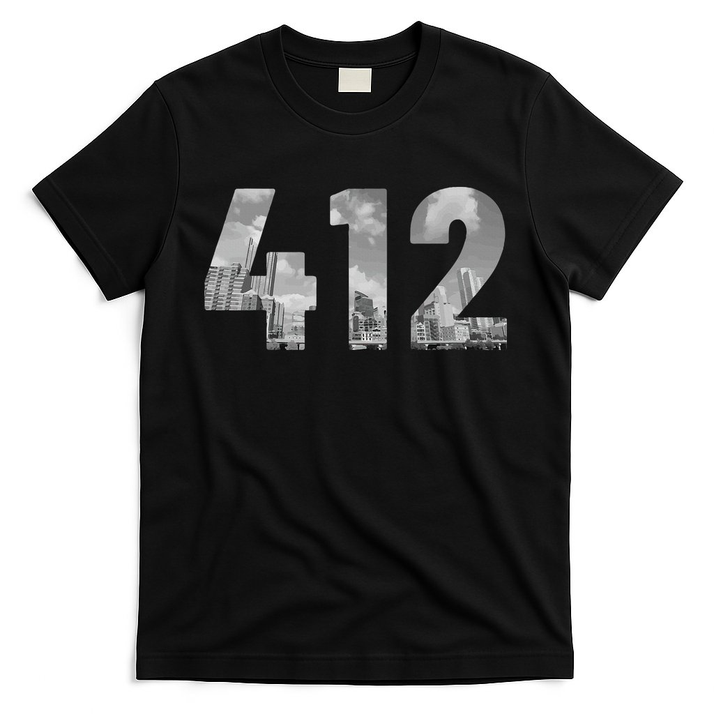 Pittsburgh 412 Area Code Skyline Pennsylvania Vintage T-Shirt