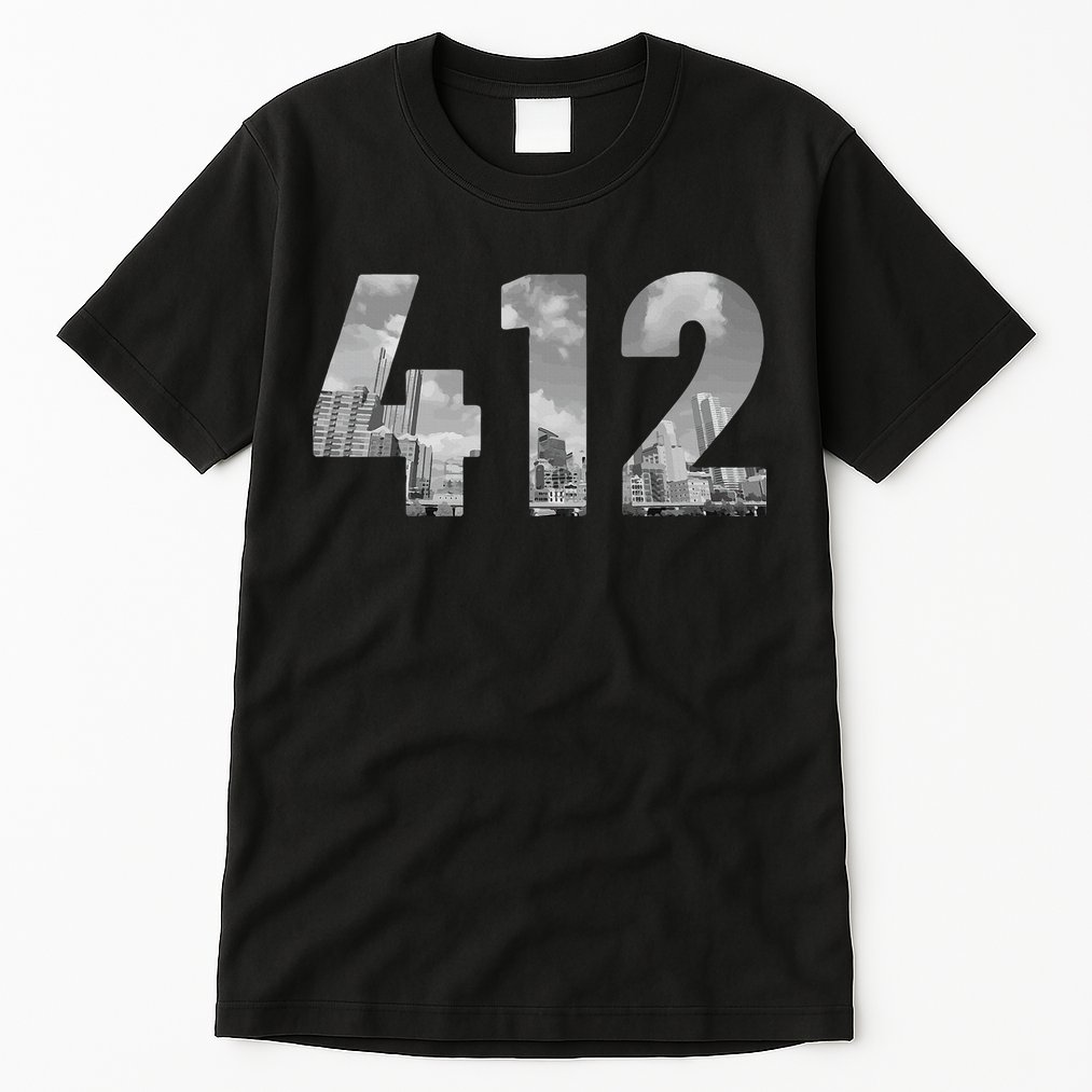 Pittsburgh 412 Area Code Skyline Pennsylvania Vintage Tall T-Shirt