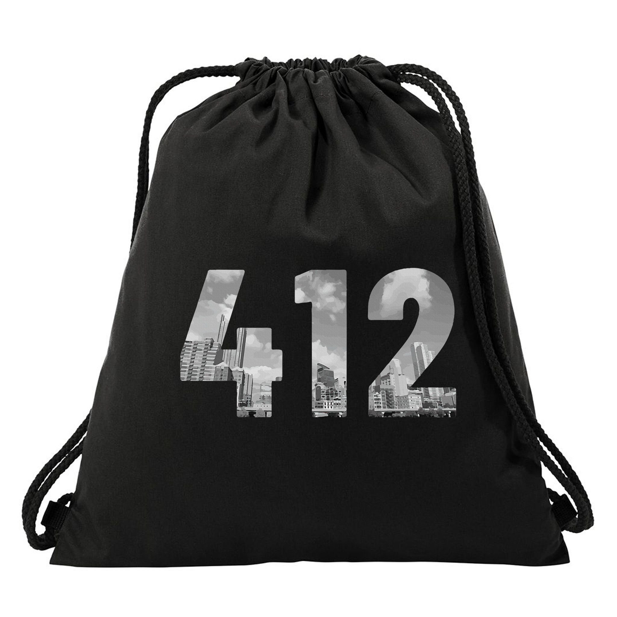 Pittsburgh 412 Area Code Skyline Pennsylvania Vintage Drawstring Bag