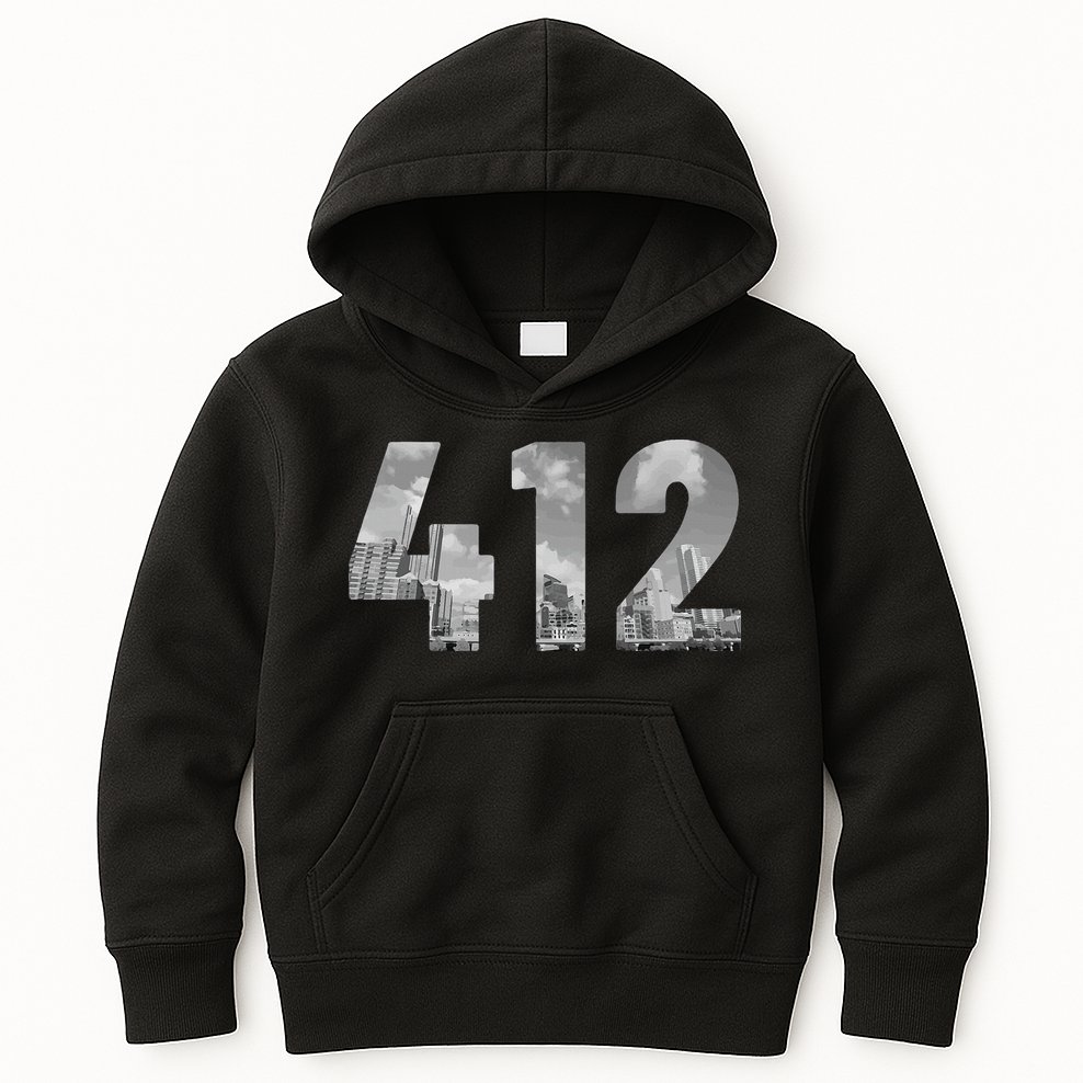 Pittsburgh 412 Area Code Skyline Pennsylvania Vintage Kids Hoodie
