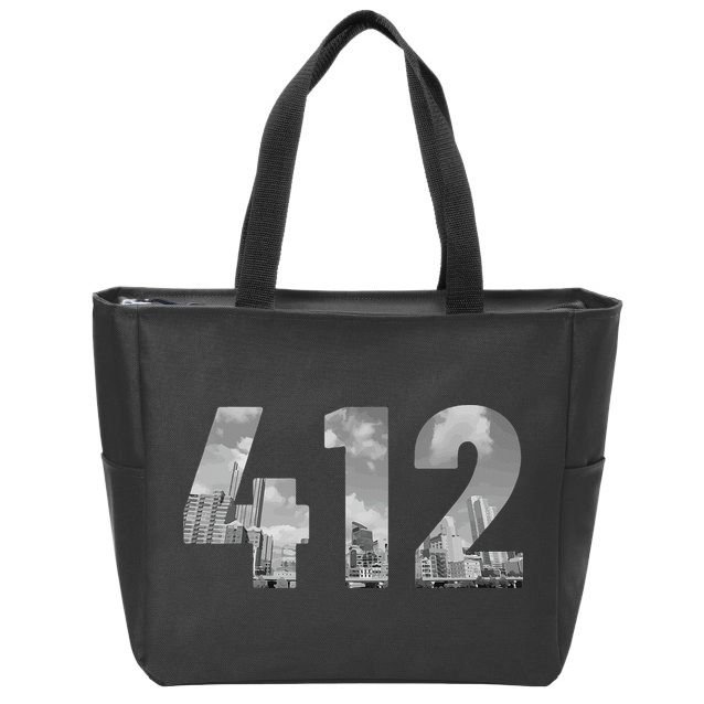 Pittsburgh 412 Area Code Skyline Pennsylvania Vintage Zip Tote Bag