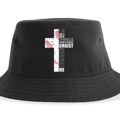 Philippians 413 Baseball Christian Cross Religious Verse Sustainable Bucket Hat