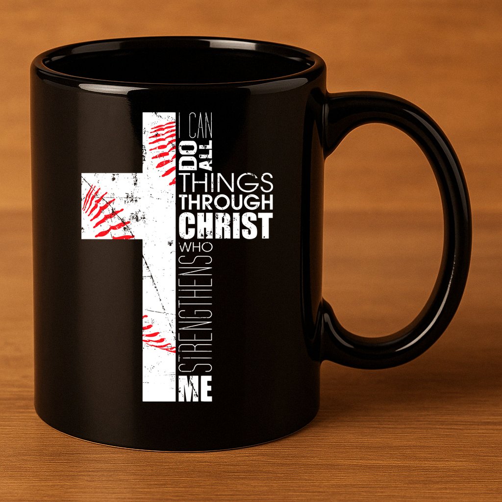 Philippians 413 Baseball Christian Cross Religious Verse 11oz C Handle Ceramic Mug