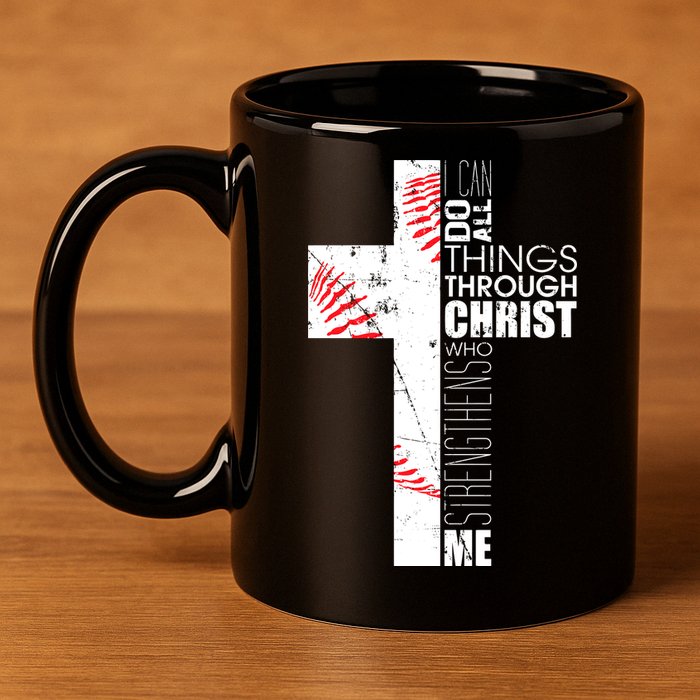 Philippians 413 Baseball Christian Cross Religious Verse 11oz C Handle Ceramic Mug