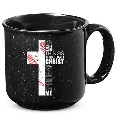Philippians 413 Baseball Christian Cross Religious Verse 15oz Campfire Ceramic Mug