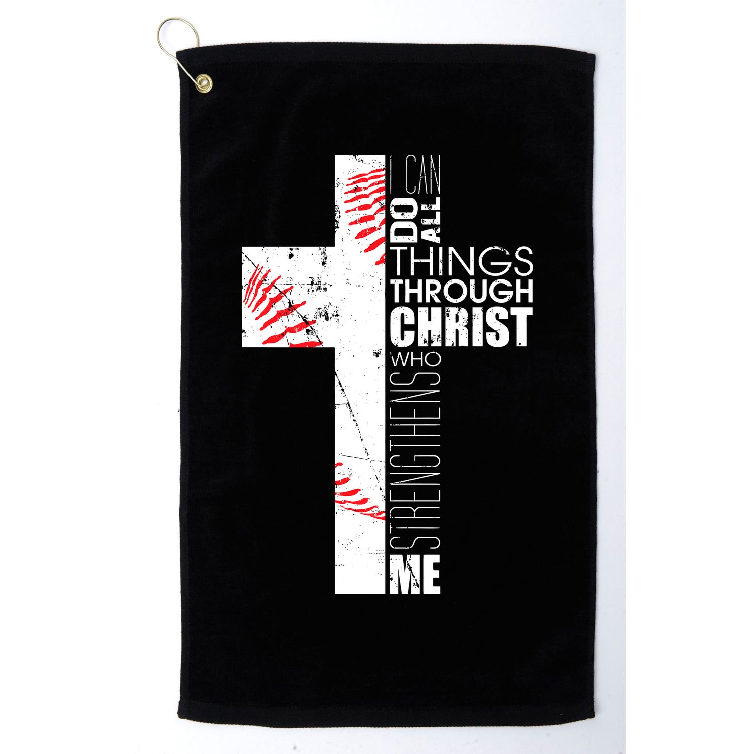 Philippians 413 Baseball Christian Cross Religious Verse Golf Towel