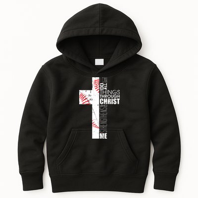 Philippians 413 Baseball Christian Cross Religious Verse Kids Hoodie