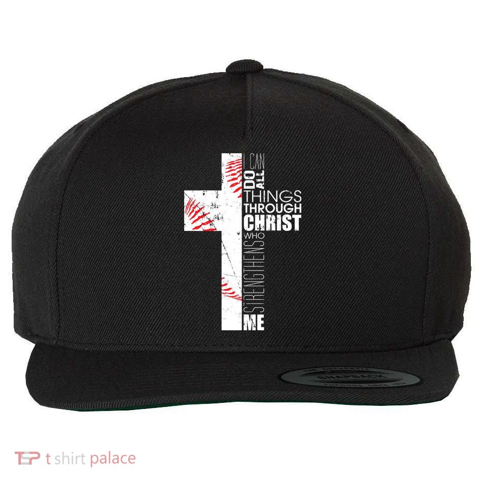 Philippians 413 Baseball Christian Cross Religious Verse Wool Snapback Cap
