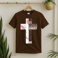 Philippians 413 Baseball Christian Cross Religious Verse T-Shirt