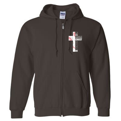 Philippians 413 Baseball Christian Cross Religious Verse Full Zip Hoodie