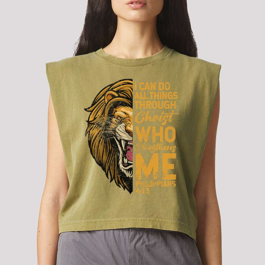 Philippians 413 Bible Quote Scriptures Christian Garment-Dyed Women's Muscle Tee