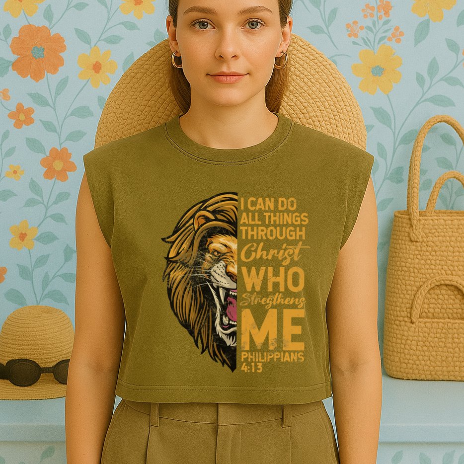 Philippians 413 Bible Quote Scriptures Christian Garment-Dyed Women's Muscle Tee