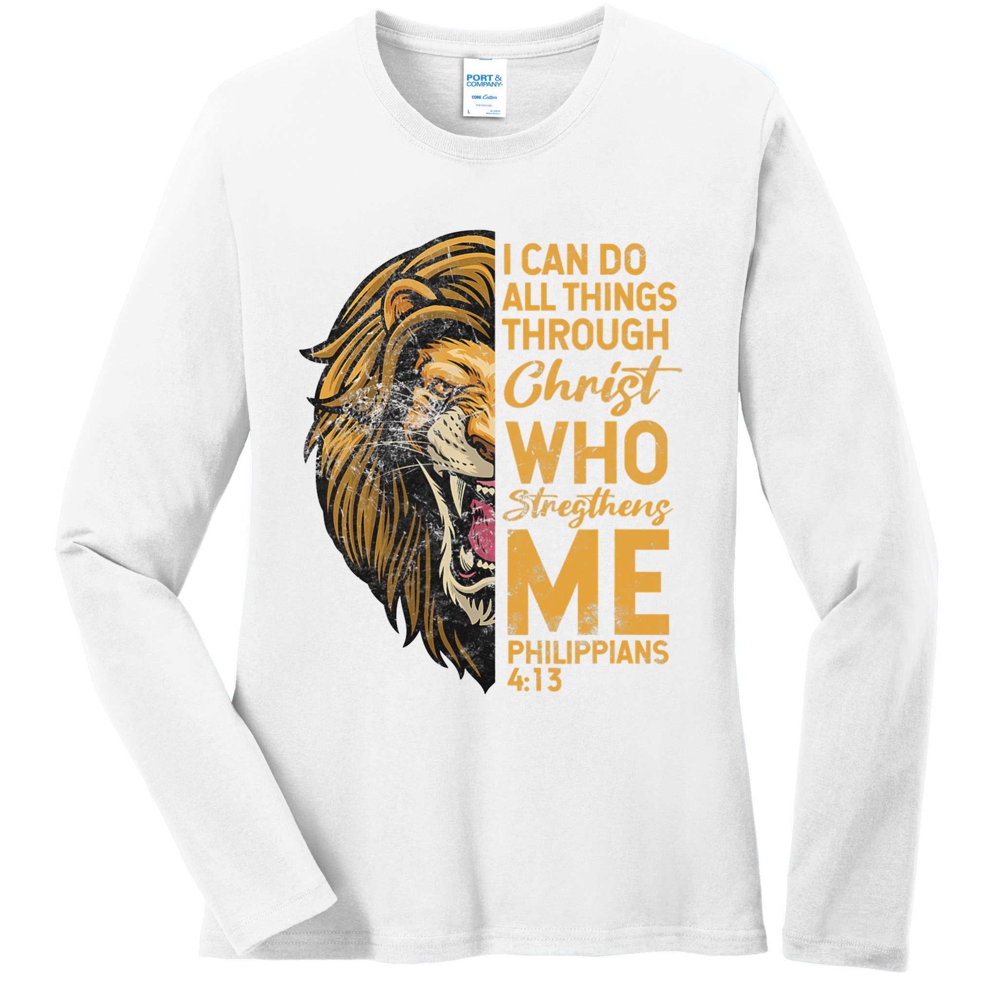 Philippians 413 Bible Quote Scriptures Christian Ladies Long Sleeve Shirt
