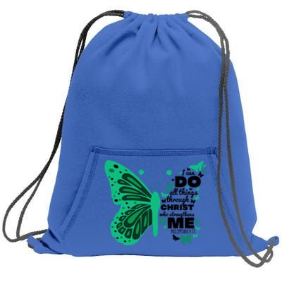 Philippians 4:13 Butterfly Christ Bible Verse Gift Cute Gift Sweatshirt Cinch Pack Bag