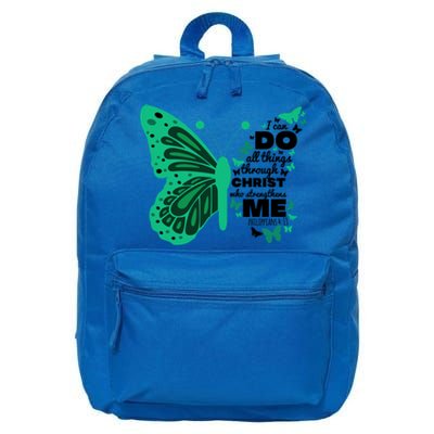 Philippians 4:13 Butterfly Christ Bible Verse Gift Cute Gift 16 in Basic Backpack