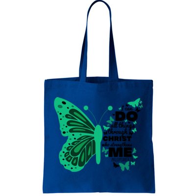 Philippians 4:13 Butterfly Christ Bible Verse Gift Cute Gift Tote Bag