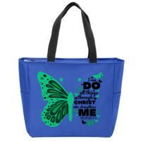 Philippians 4:13 Butterfly Christ Bible Verse Gift Cute Gift Zip Tote Bag