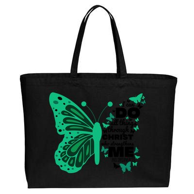 Philippians 4:13 Butterfly Christ Bible Verse Gift Cute Gift Cotton Canvas Jumbo Tote