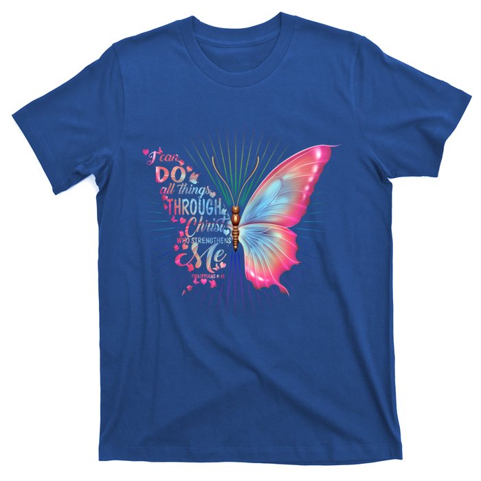 Philippians 4:13 Butterfly Christ Bible Verse Gift Cool Gift T-Shirt