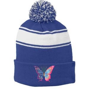 Philippians 4:13 Butterfly Christ Bible Verse Gift Cool Gift Stripe Pom Pom Beanie