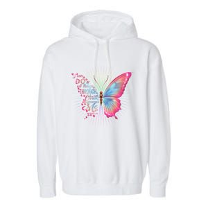 Philippians 4:13 Butterfly Christ Bible Verse Gift Cool Gift Garment-Dyed Fleece Hoodie