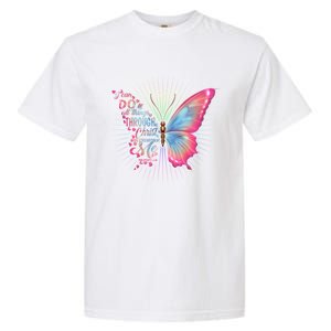 Philippians 4:13 Butterfly Christ Bible Verse Gift Cool Gift Garment-Dyed Heavyweight T-Shirt