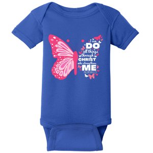 Philippians 4:13 Butterfly Christ Bible Verse Gift Gift Baby Bodysuit