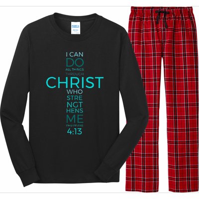 Philippians 413 Bible Verse Inspirational Strength Long Sleeve Pajama Set