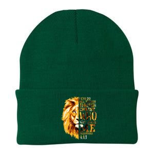 Philippians 413 Christian Bible Verse Gift Lion Husband Knit Cap Winter Beanie