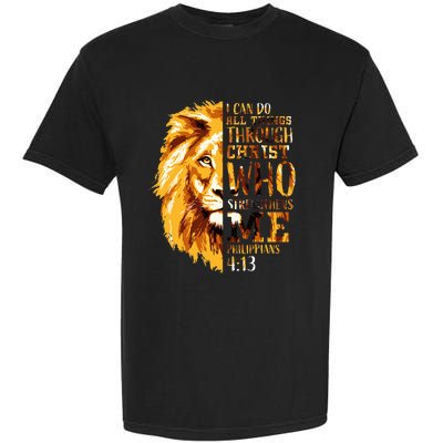 Philippians 413 Christian Bible Verse Gift Lion Husband Garment-Dyed Heavyweight T-Shirt