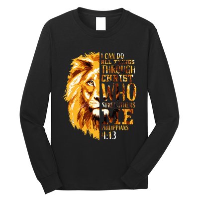 Philippians 413 Christian Bible Verse Gift Lion Husband Long Sleeve Shirt