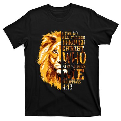 Philippians 413 Christian Bible Verse Gift Lion Husband T-Shirt