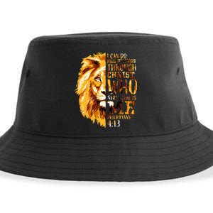 Philippians 413 Christian Bible Verse Gift Lion Husband Sustainable Bucket Hat