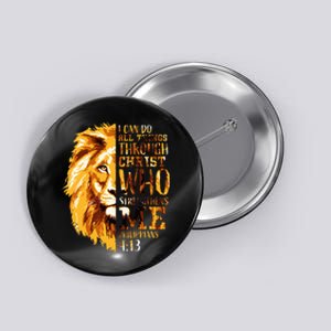 Philippians 413 Christian Bible Verse Gift Lion Husband Button