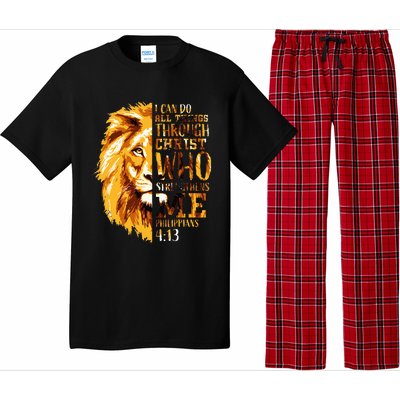 Philippians 413 Christian Bible Verse Gift Lion Husband Pajama Set