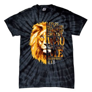 Philippians 413 Christian Bible Verse Gift Lion Husband Tie-Dye T-Shirt