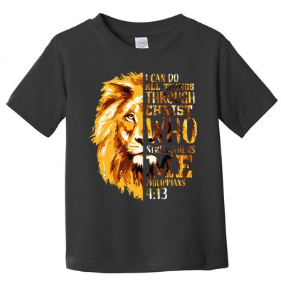 Philippians 413 Christian Bible Verse Gift Lion Husband Toddler T-Shirt