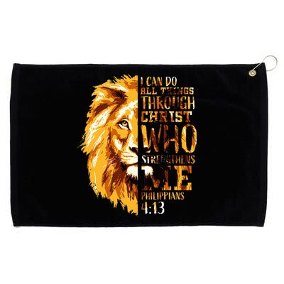 Philippians 413 Christian Bible Verse Gift Lion Husband Grommeted Golf Towel